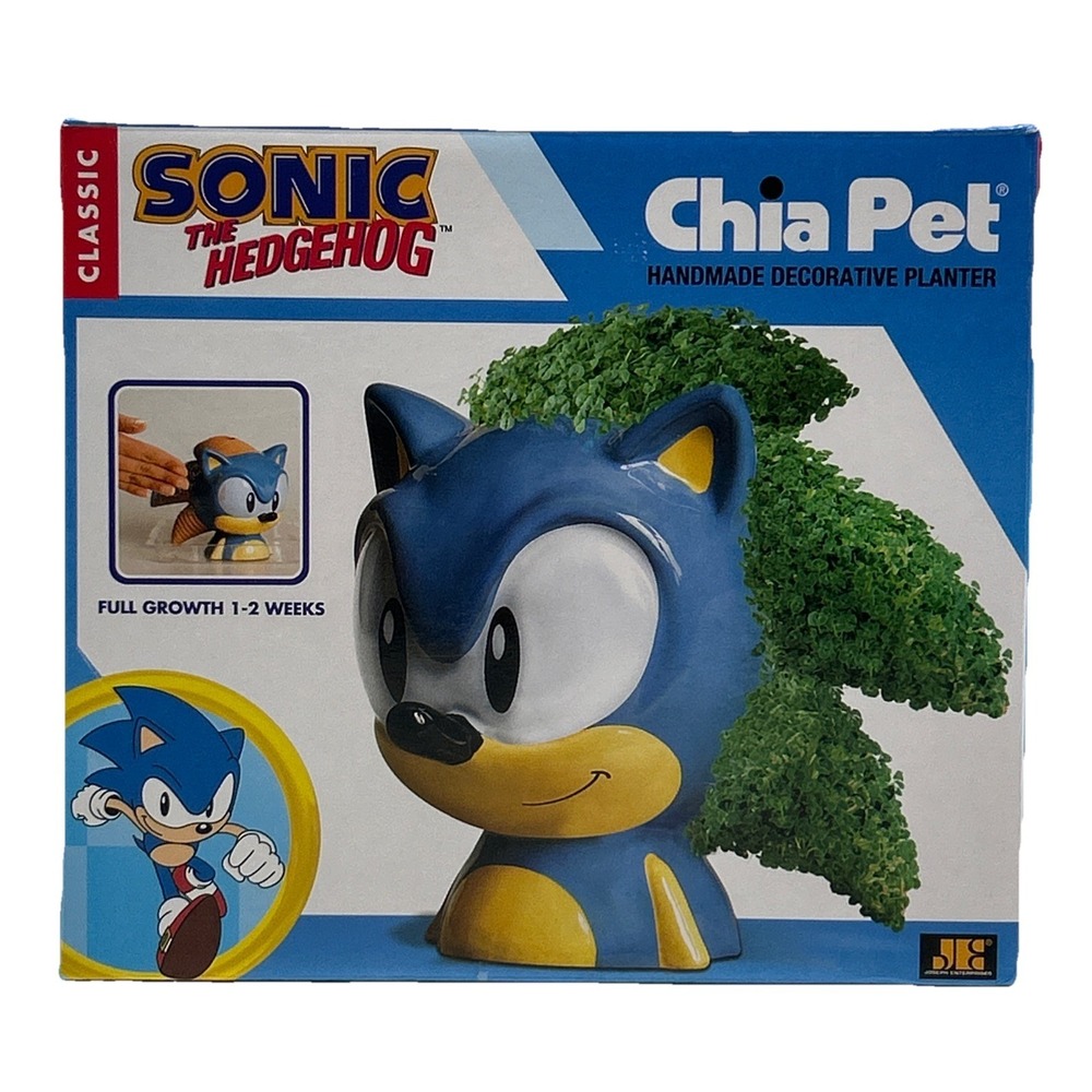 Chia Pet - Handmade Decorative Planter - Sonic the Hedgehog - Full Growth 1-2 wk